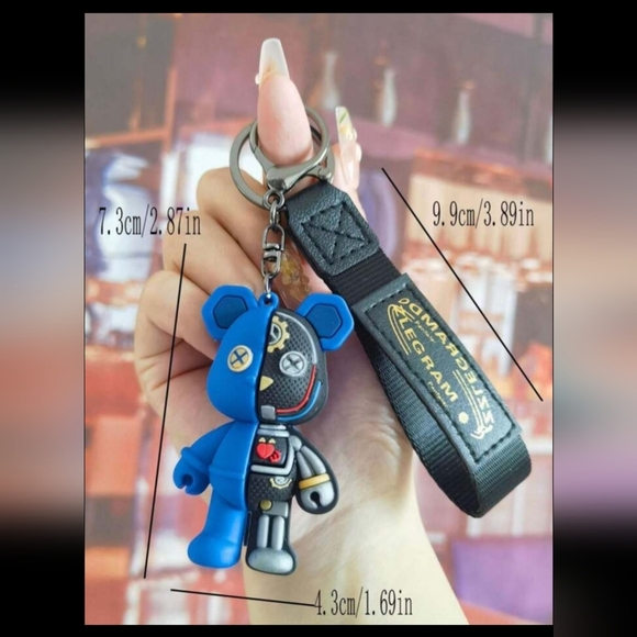 Key Chain Bear Metal Punk Cool HangTag - Picture 3 of 5